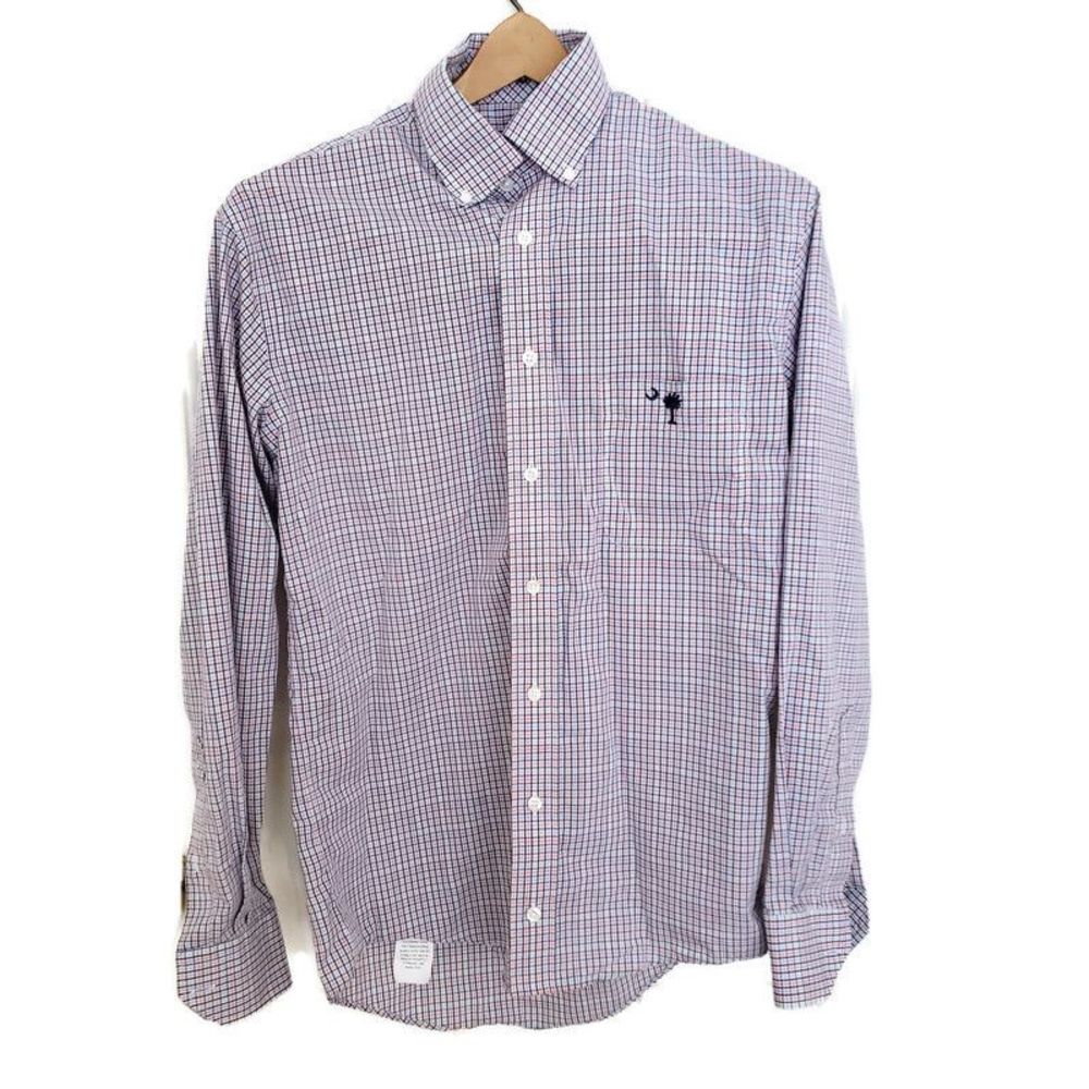 Palmetto‎ Moon Long Sleeve Button Down Shirt Blue Pink Plaid Size Small